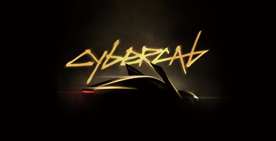暗闇に浮かぶCybercabの車体